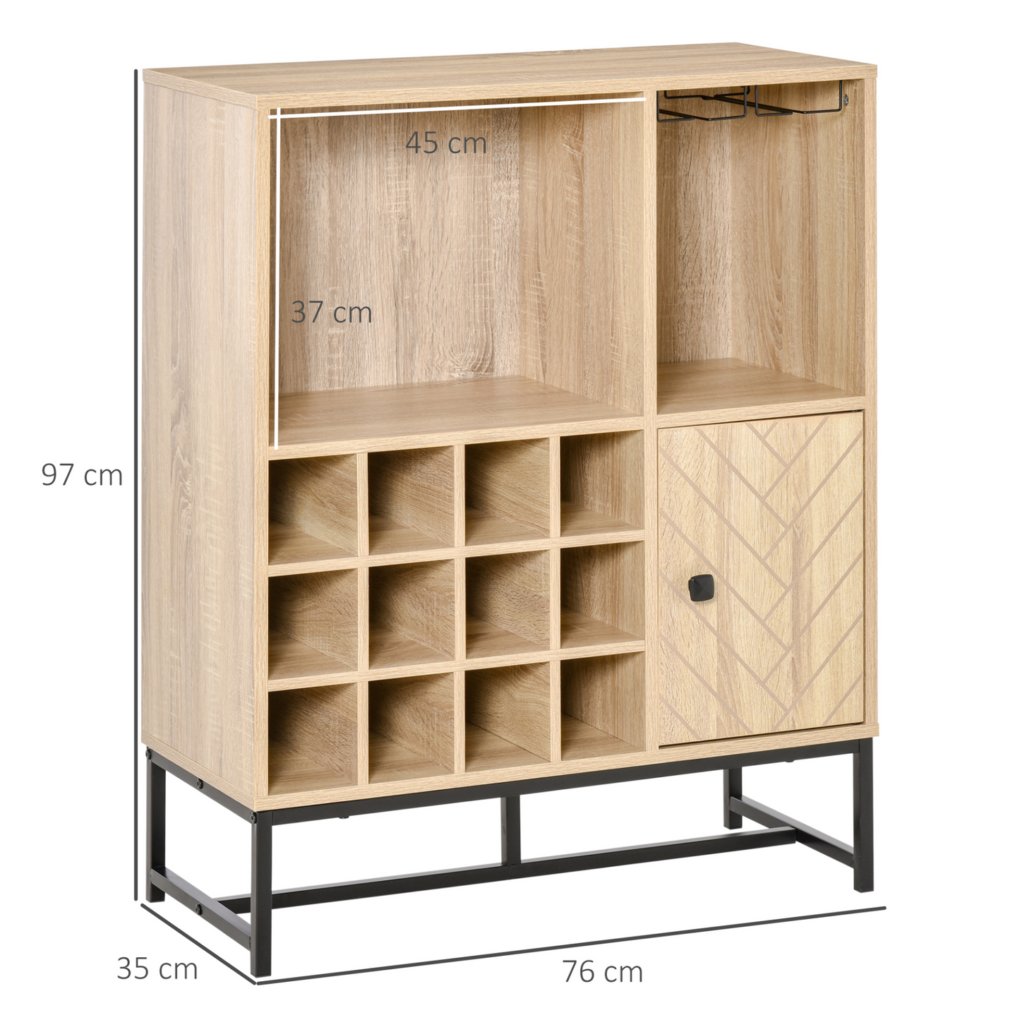 12 Bottles - Black and Brown Wood - Wine Cabinet 