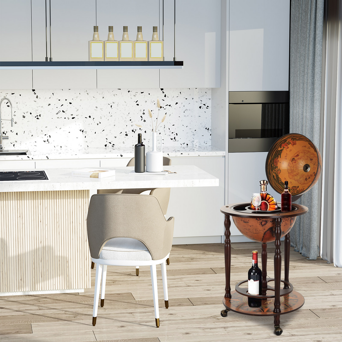 Globe Shaped Retro Style Bar Cabinet