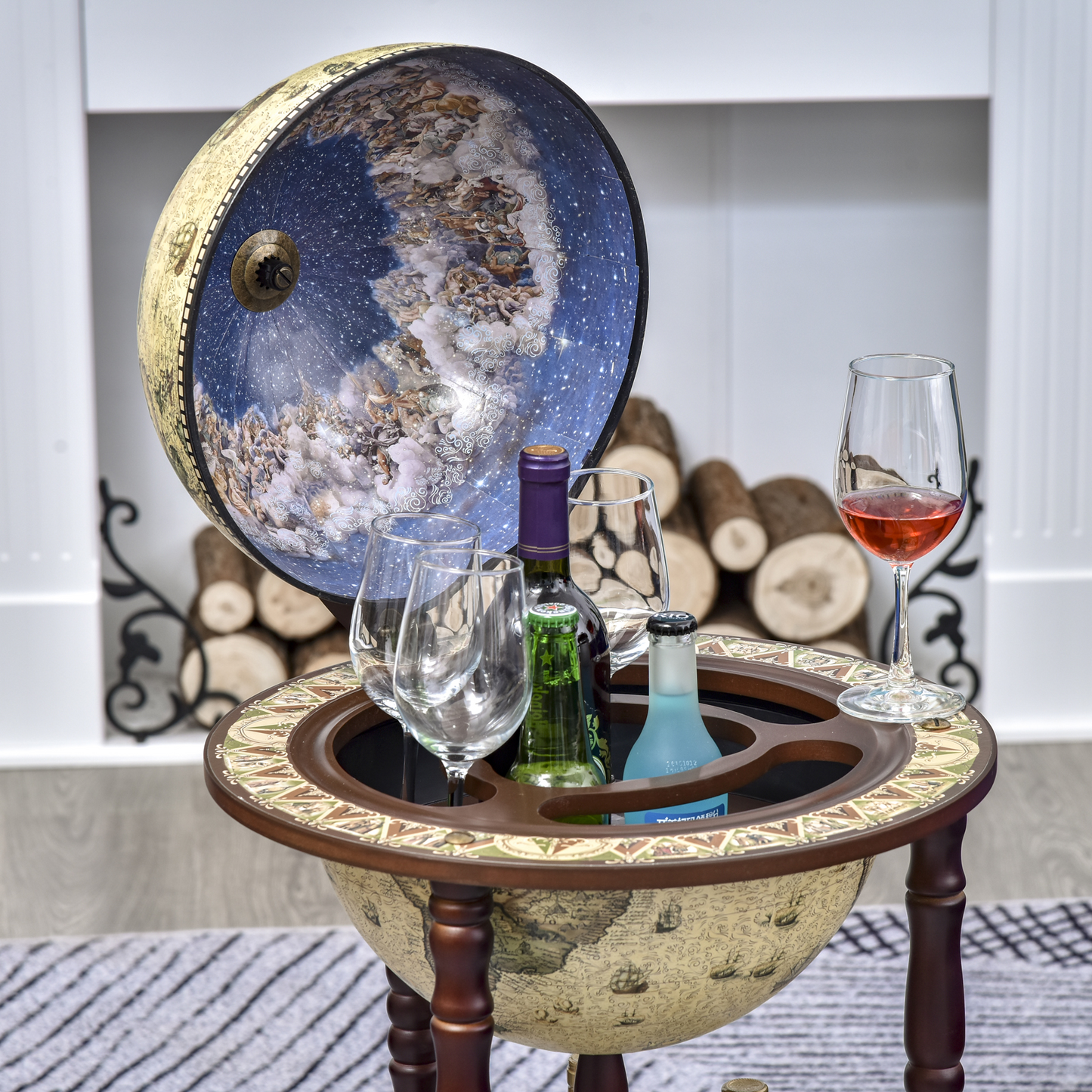 Globe Shaped Retro Style Mini Bar Drink Cabinet