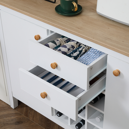 White Kitchen Sideboard with 9-bottle Wine Rack