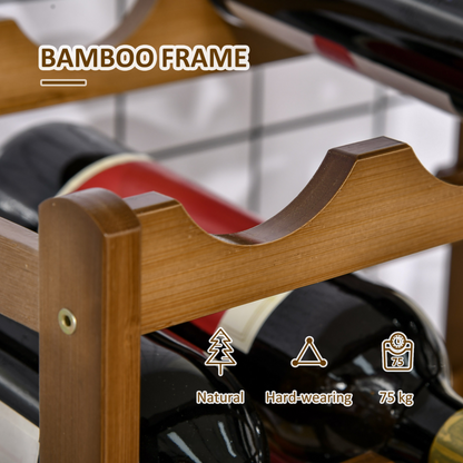 16 Bottle Holder - HOMCOM Free Standing Bamboo Wine Racks
