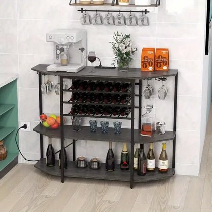 Wine Rack with Storage Shelves in Black