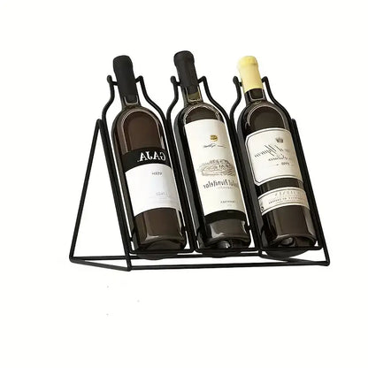 1 Piece Black Metal Tabletop Wine Rack