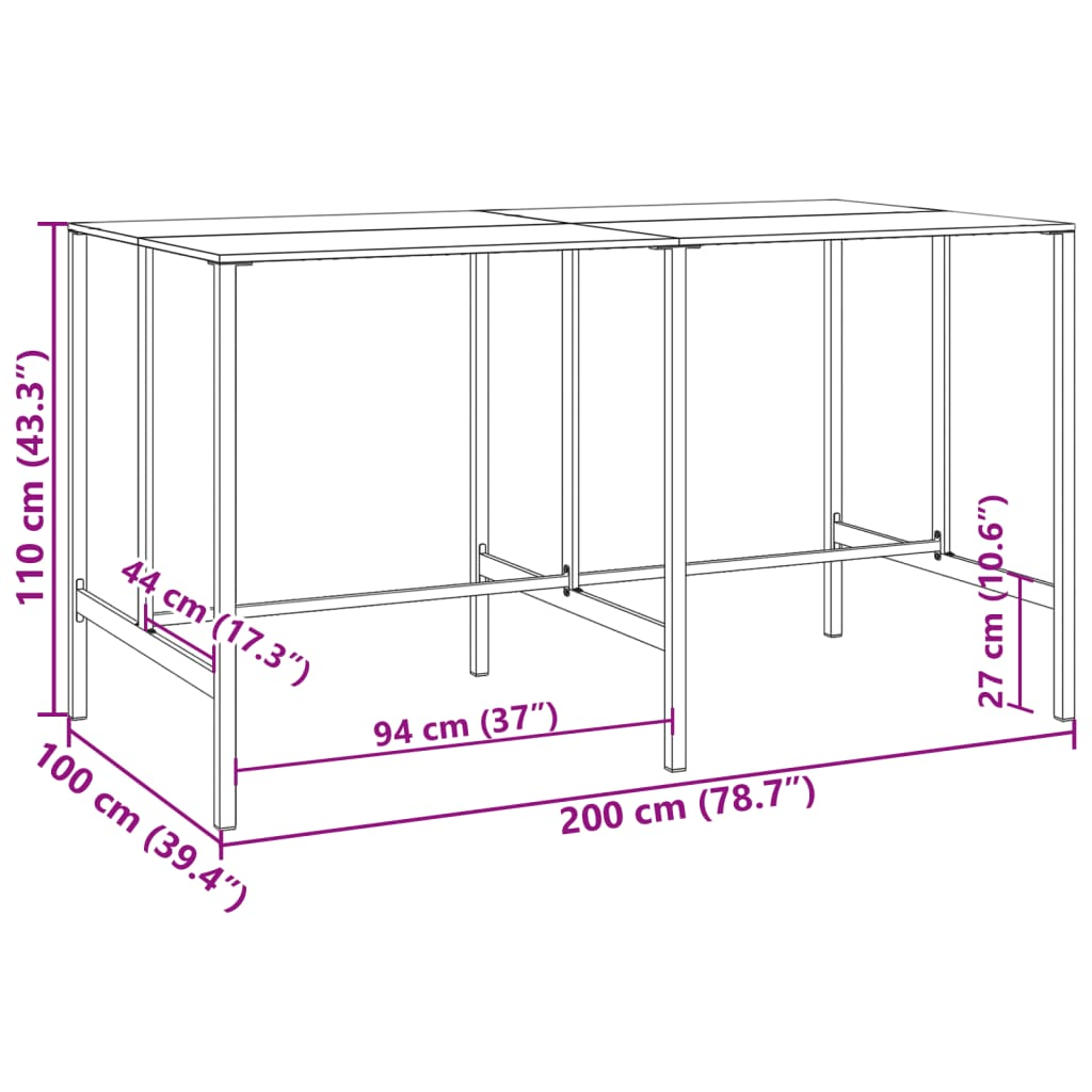 200x100x110 cm Powder-coated black tables