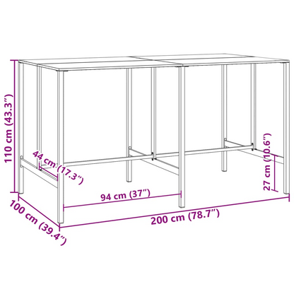 200x100x110 cm Powder-coated black tables