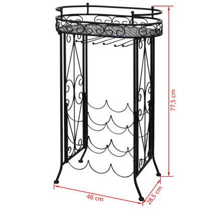 vidaXL Wine Rack with Glass Holder for 9 Bottles Metal