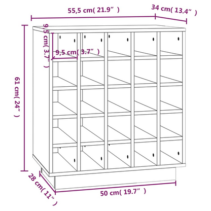 vidaXL Wine Cabinet 55.5x34x61 cm Solid Wood Pine