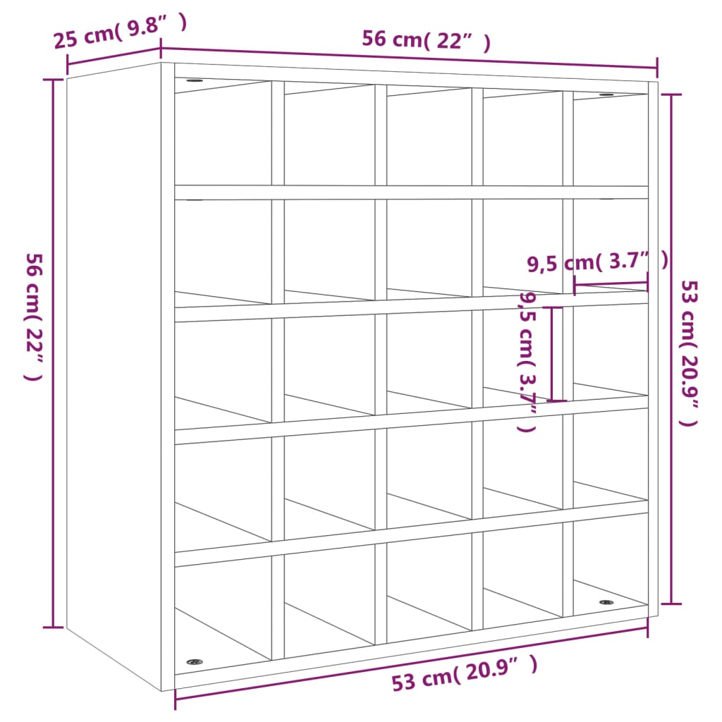 vidaXL Wine Cabinet 56x25x56 cm Solid Wood Pine