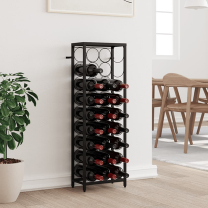 vidaXL Wine Rack for 27 Bottles Black 34x18x100 cm Wrought Iron