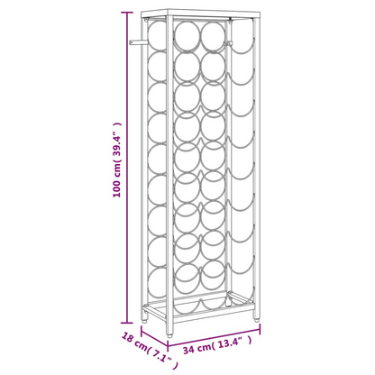 vidaXL Wine Rack for 27 Bottles Black 34x18x100 cm Wrought Iron