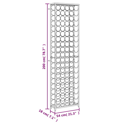 vidaXL Wine Rack for 95 Bottles Black 54x18x200 cm Wrought Iron