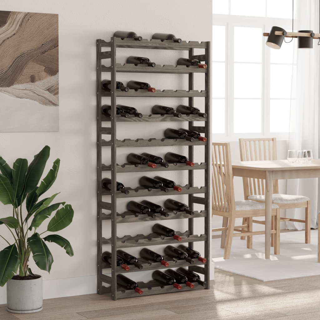 vidaXL Wine Rack for 77 Bottles Grey Solid Wood Pine