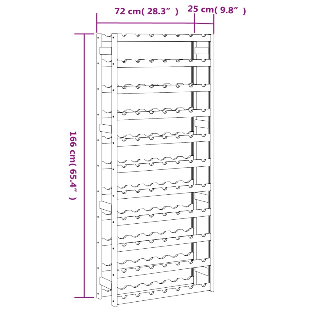 vidaXL Wine Rack for 77 Bottles Grey Solid Wood Pine