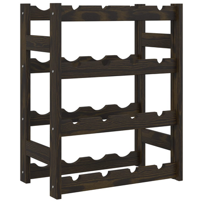 vidaXL Wine Rack for 16 Bottles Black Solid Wood Pine