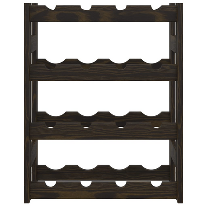 vidaXL Wine Rack for 16 Bottles Black Solid Wood Pine