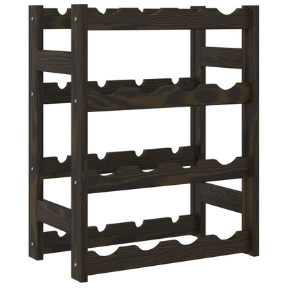 vidaXL Wine Rack for 16 Bottles Black Solid Wood Pine