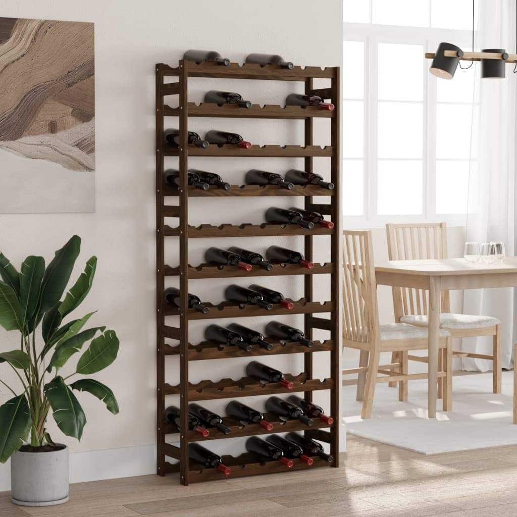 vidaXL Wine Rack for 77 Bottles Brown Solid Wood Pine