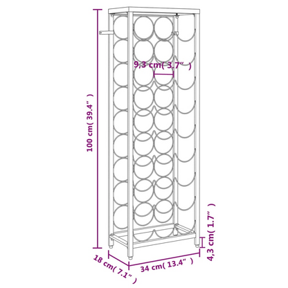 vidaXL Wine Rack for 27 Bottles Black 34x18x100 cm Wrought Iron