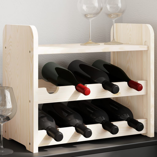 vidaXL Wine Rack with Top Board 43x25x37 cm Solid Wood Pine