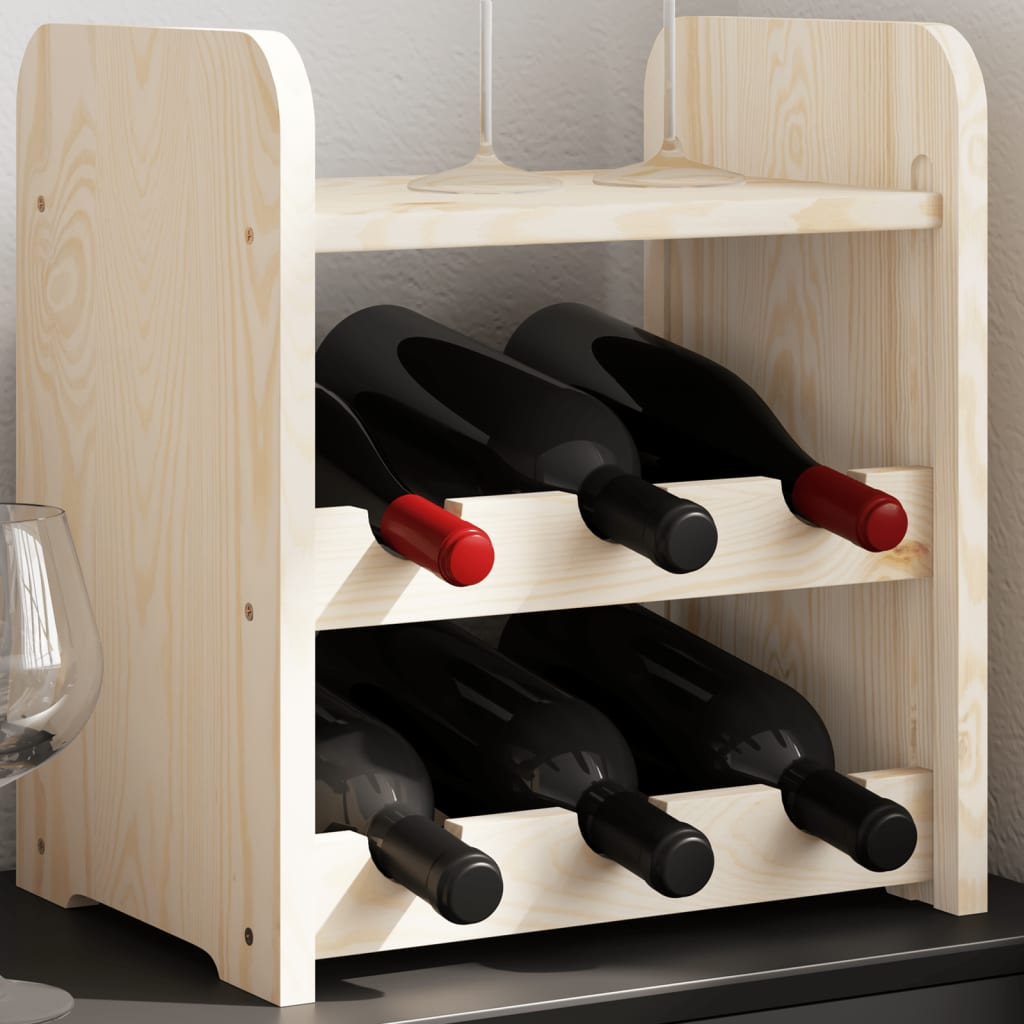 vidaXL Wine Rack with Top Board 33x25x37 cm Solid Wood Pine