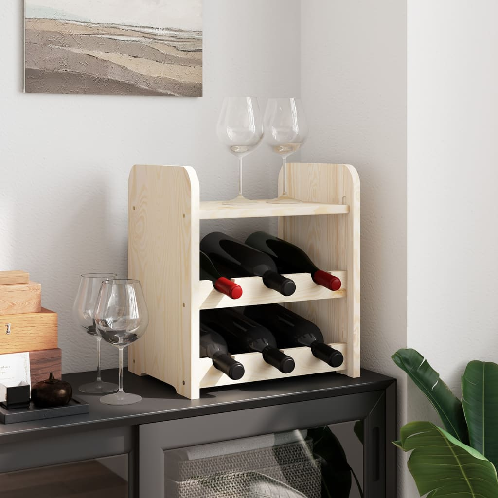 vidaXL Wine Rack with Top Board 33x25x37 cm Solid Wood Pine