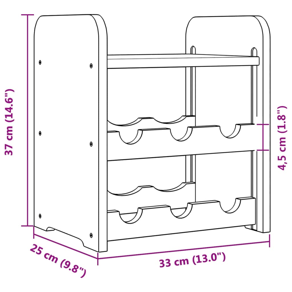 vidaXL Wine Rack with Top Board 33x25x37 cm Solid Wood Pine