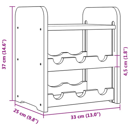 vidaXL Wine Rack with Top Board 33x25x37 cm Solid Wood Pine