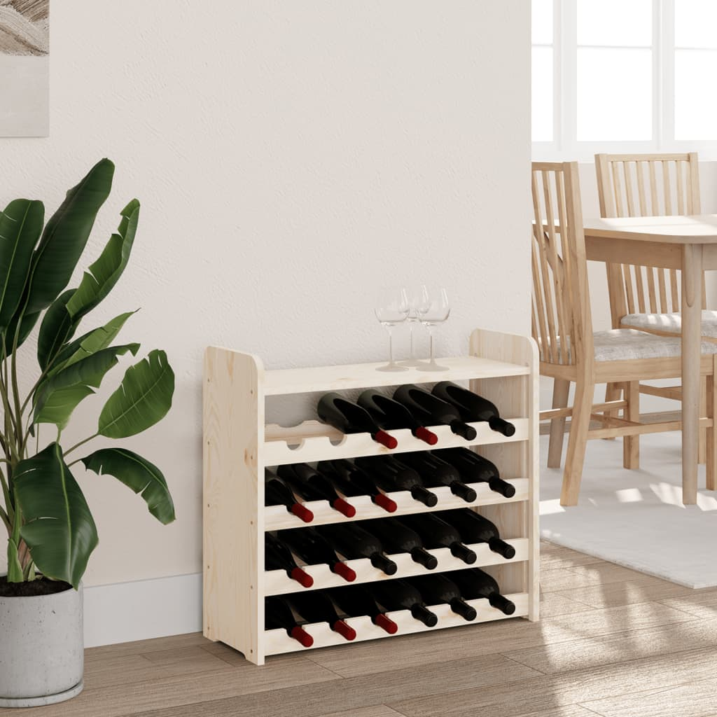 vidaXL Wine Rack with Top Board 67.5x25x60 cm Solid Wood Pine