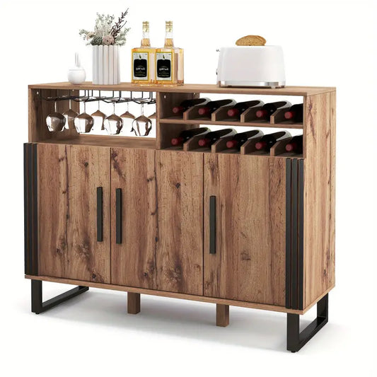 3 Door Drinks Cabinet with Wine Rack