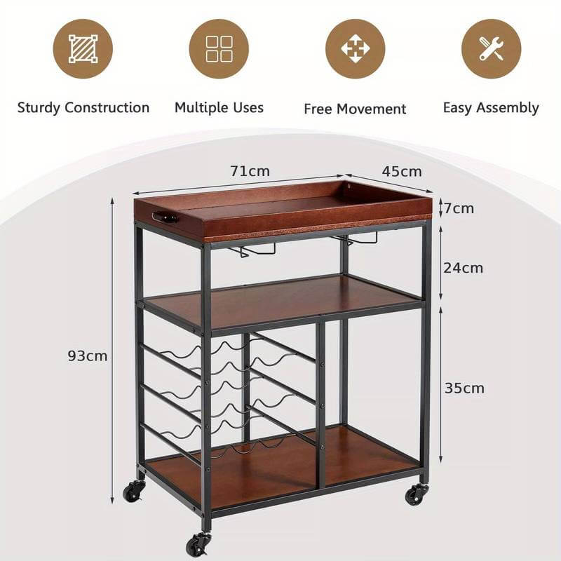 3 Tier Kitchen Wine and drink Trolley