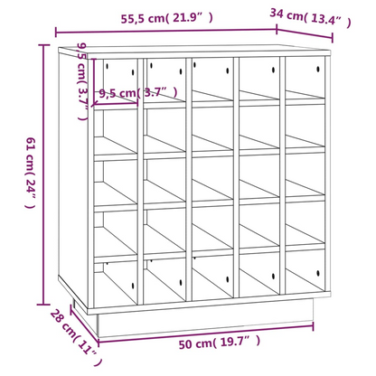 55.5x34x61 cm Solid Wood - Wine Unit Grey 