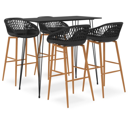 5 Piece Bar Set Black - mesh back
