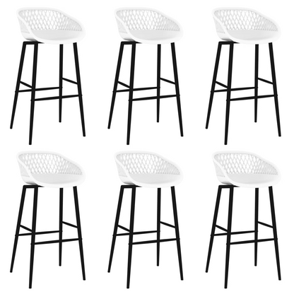 7 Piece Bar Set White chairs black legs