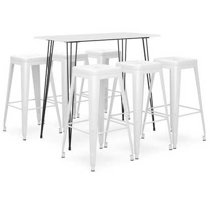 7 Piece Bar Set White table