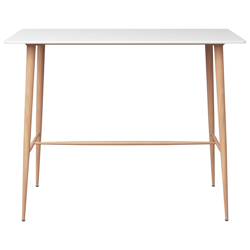 7 Piece Bar Set White with wood legs