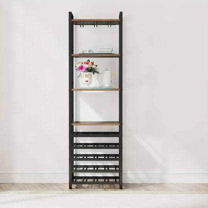9 Tier Freestanding Wine Rack black and brown unit