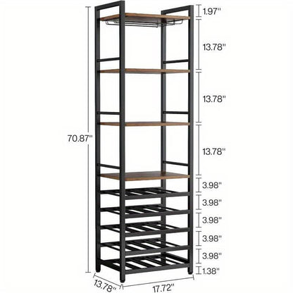 9 Tier Freestanding Wine Rack with Holder and Storage 