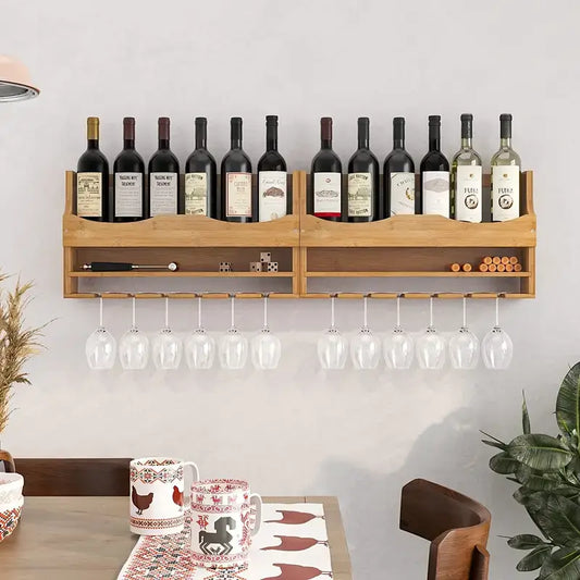 Bamboo Wall Mounted Wine Rack