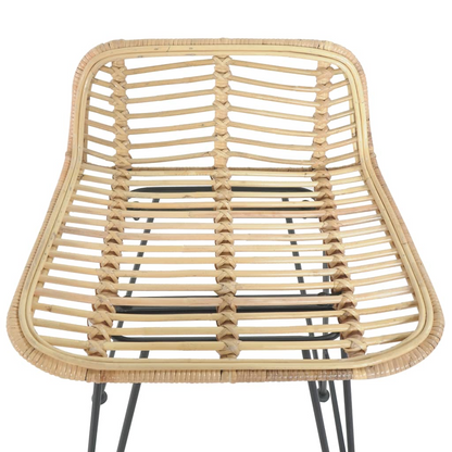 Bar Chairs 2 pcs Natural Rattan pine