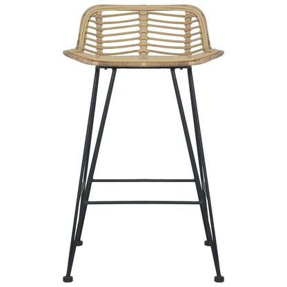 Bar Chairs 2 pcs Natural Rattan pine colour