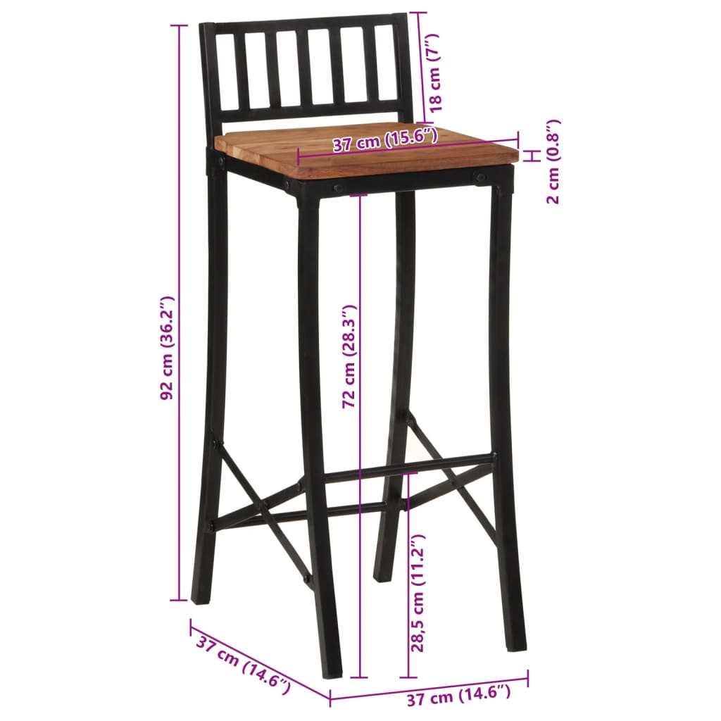 Bar Chairs 4 piece Solid Acacia wood