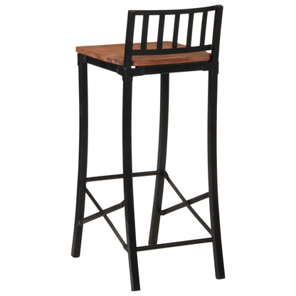 Bar Chairs Solid Wood Acacia seat black legs
