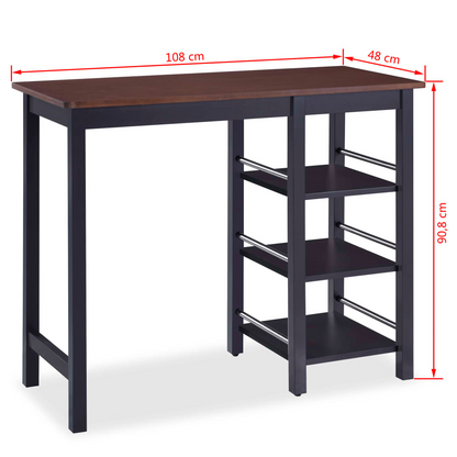 Bar Set 3 Pieces MDF brown top 108cm
