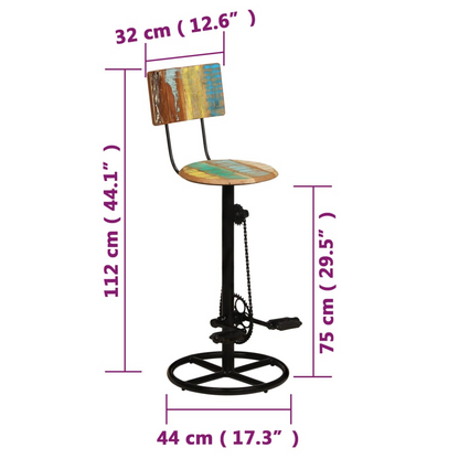 Bar Stools 2 pcs - wood with black legs