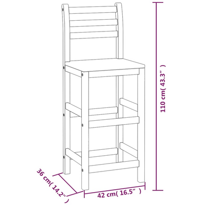 Bar Stools 8 piece Solid Wood 