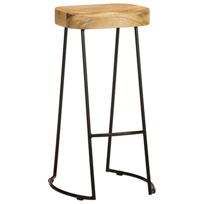 Bar Stools Solid Mango Wood black legs wood top