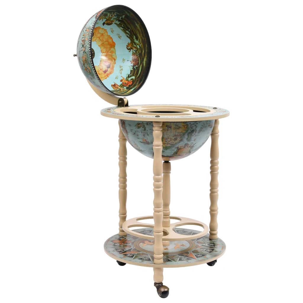 Bar globe Wine Stand Eucalyptus Wood Blue