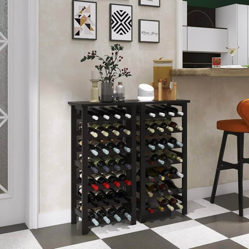 Black Freestanding Wine Rack