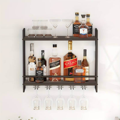 Black Metal Wall-Mounted Wine Rack