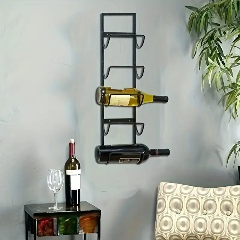 Black Metal Wall Mounted Wine Rack